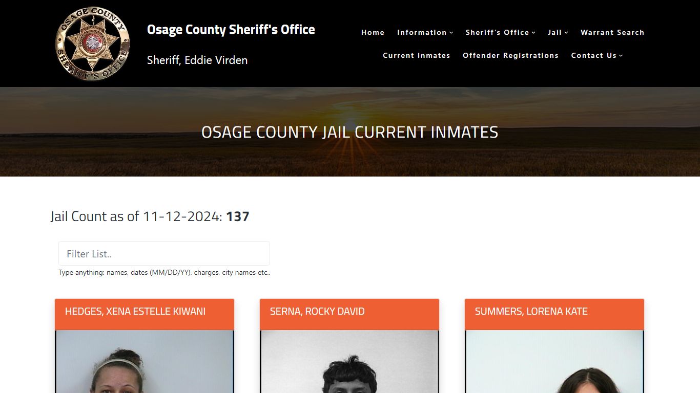 Osage County Jail Current Inmates – Osage County Sheriff's Office - OCSO