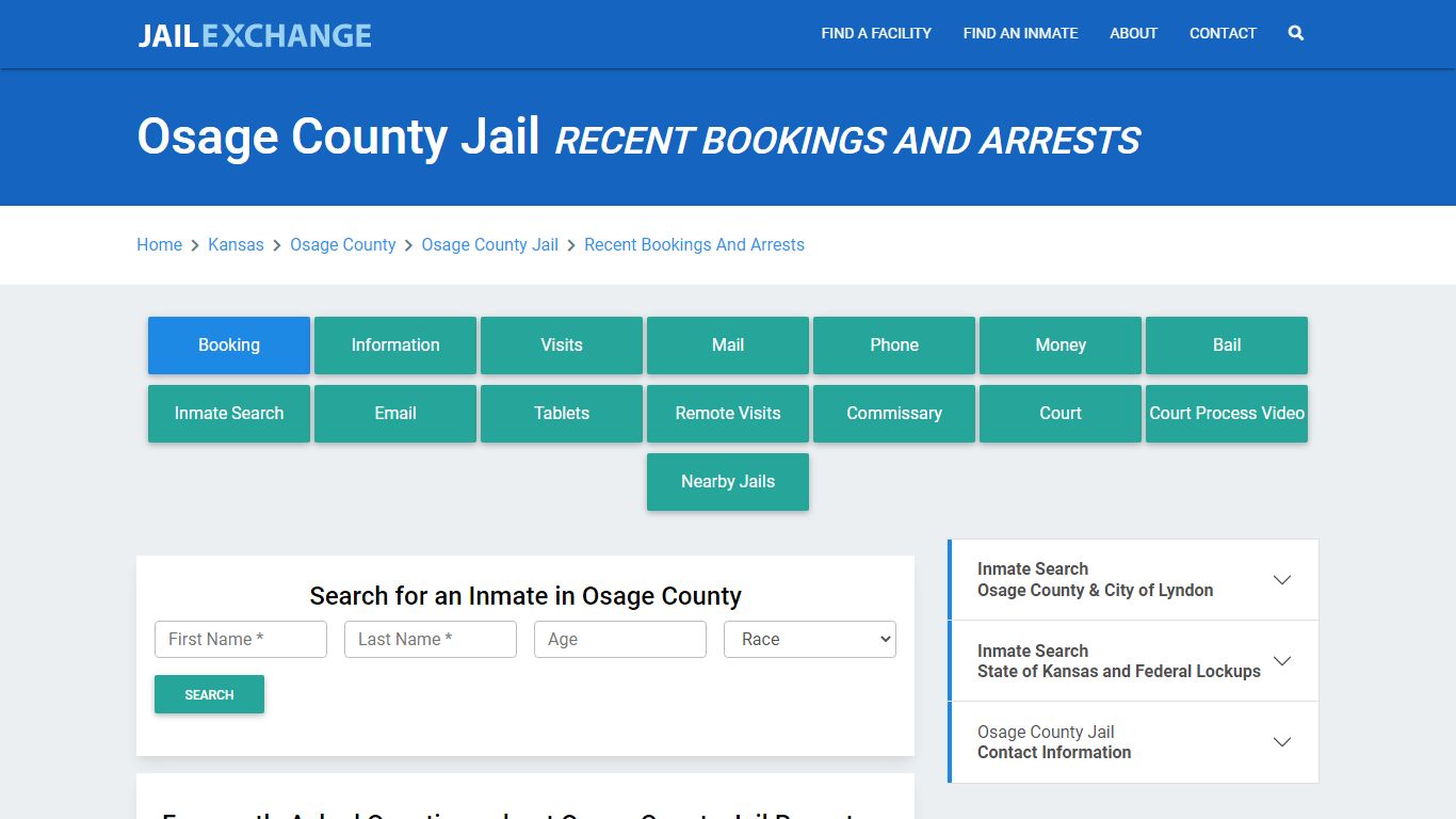 Osage County Jail KS Recent Arrests and Bookings - Jail Exchange