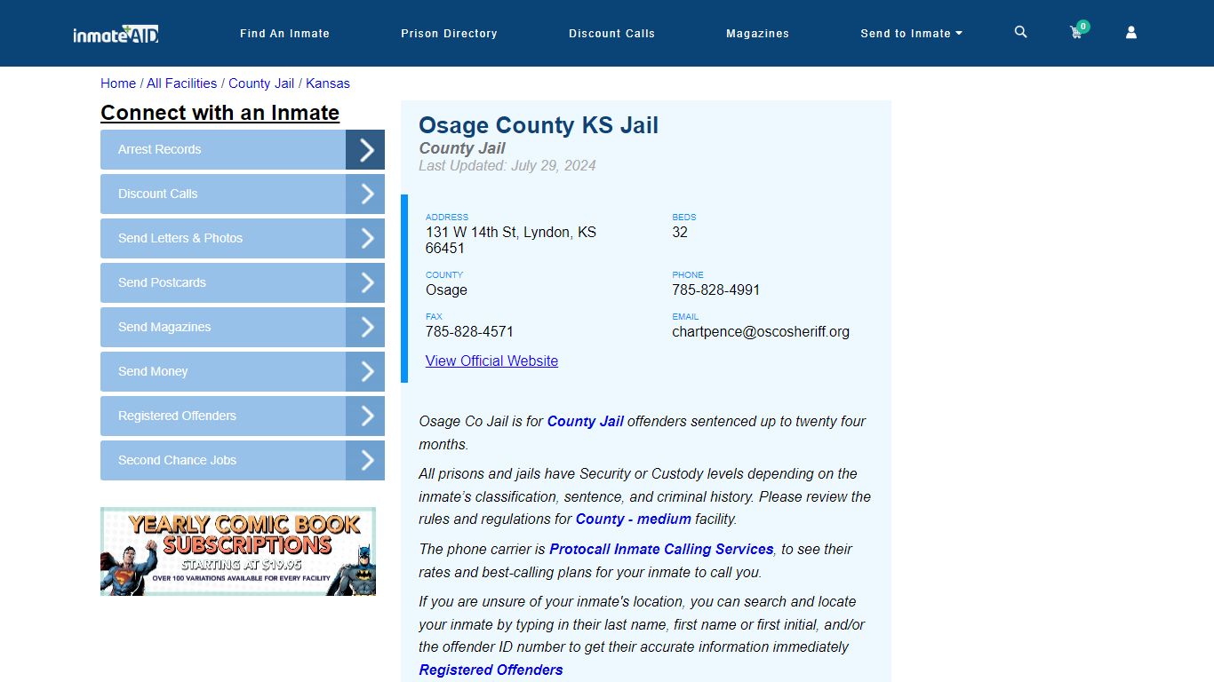 Osage County KS Jail - Inmate Locator